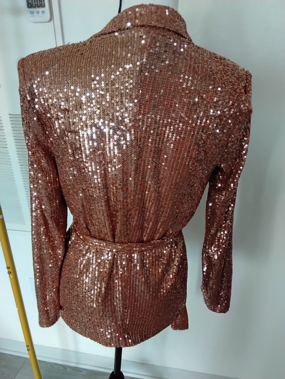 Sequin Tie-Waist Blazer Jacket in Copper - Picture 2 of 5